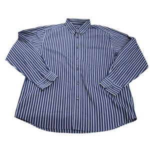 Eddie Bauer Shirt Mens L Blue Stripe Long Sleeve Button Wrinkle Resistant